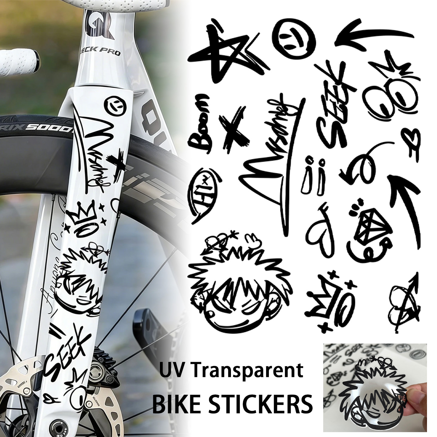 Mountain Biking Helmet - Adesivos Transparentes UV para Bicicletas: Decalques
